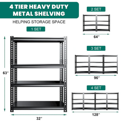 DoCred Metal Shelving Unit, Heavy Duty Garage Storage Rack, 3Pack