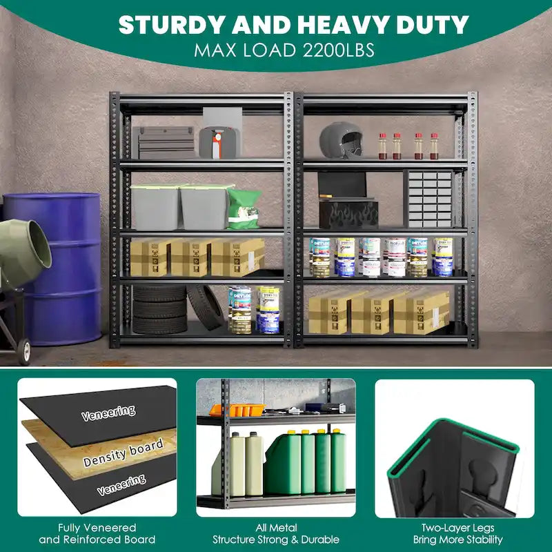 DoCred Metal Shelving Unit, Heavy Duty Garage Storage Rack, 3Pack