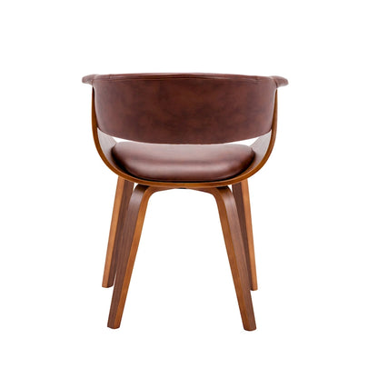 Porthos Home Meir Dining Chair, PU Leather Upholstery, Walnut Wood Legs