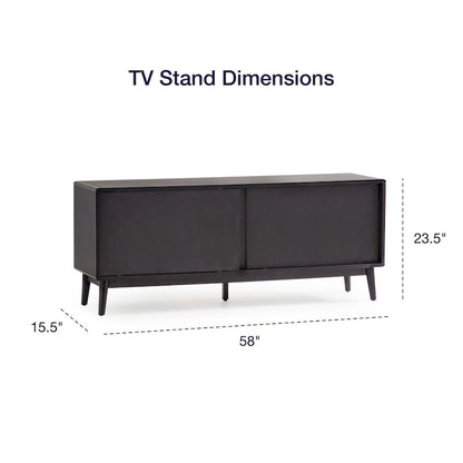 Brookside Madison Mid Century Modern TV Stand for TV's up to 65 Sliding Doors and Cable Management