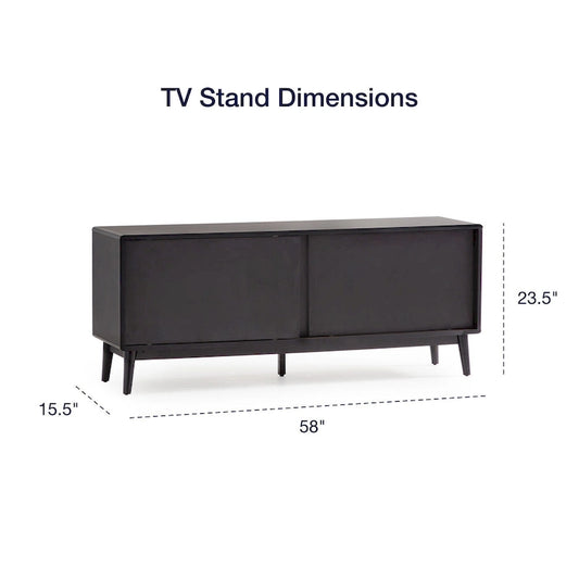 Brookside Madison Mid Century Modern TV Stand for TV's up to 65 Sliding Doors and Cable Management