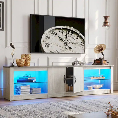 70 inch TV Stand 20 Color RGB Light Entertainment Center
