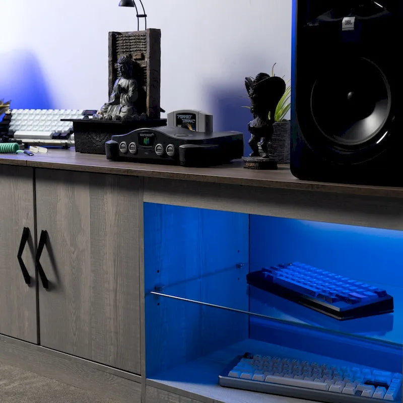 70 inch TV Stand 20 Color RGB Light Entertainment Center