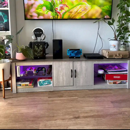 70 inch TV Stand 20 Color RGB Light Entertainment Center