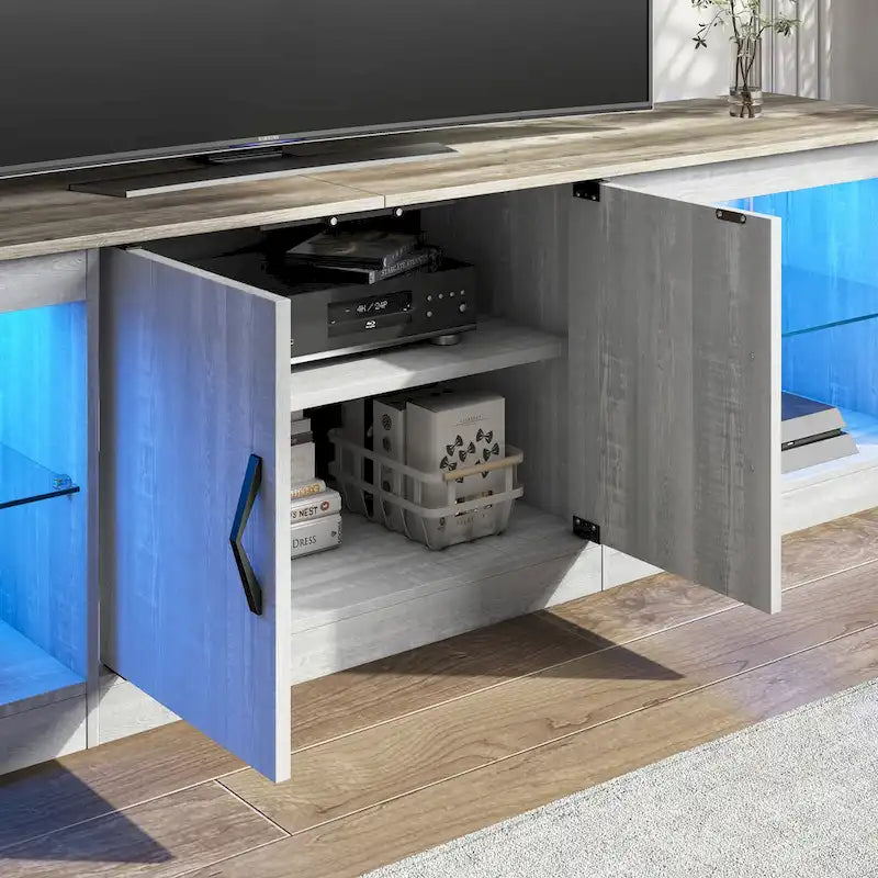 70 inch TV Stand 20 Color RGB Light Entertainment Center