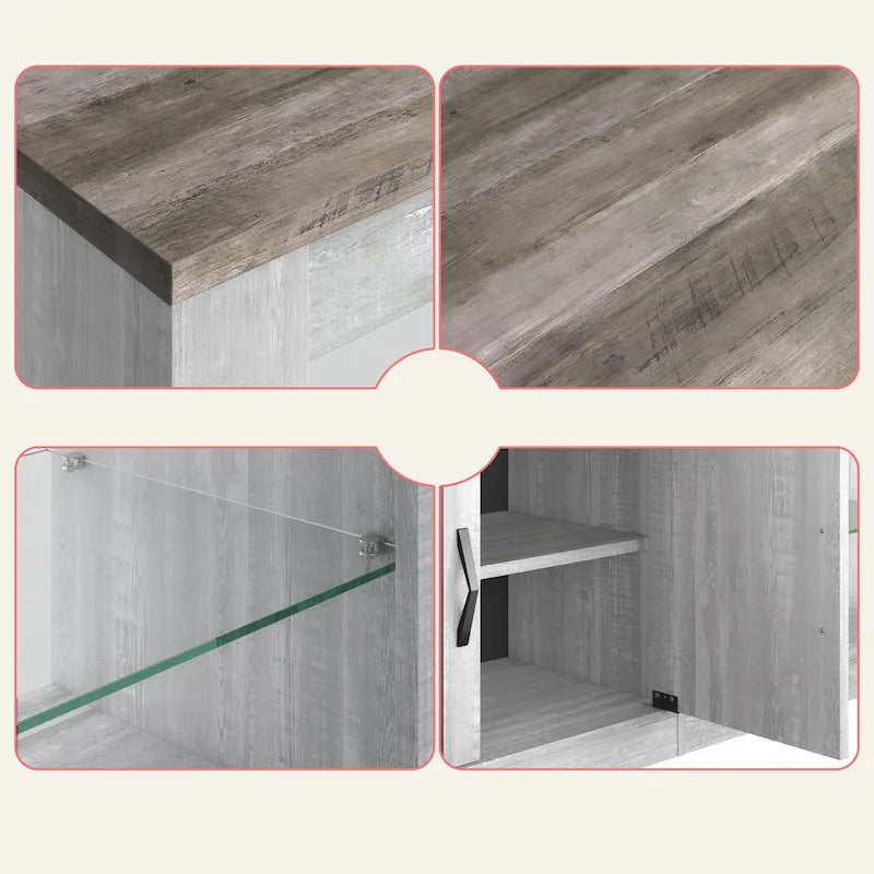 70 inch TV Stand 20 Color RGB Light Entertainment Center