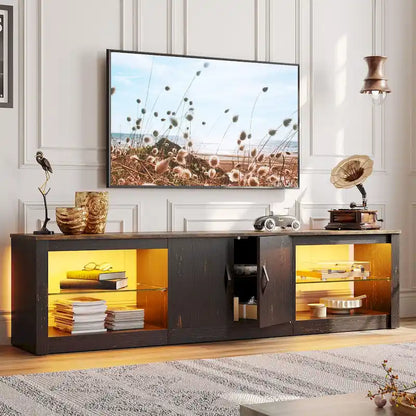 70 inch TV Stand 20 Color RGB Light Entertainment Center