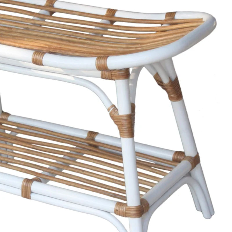 Damara Rattan Bench w/ Shelf