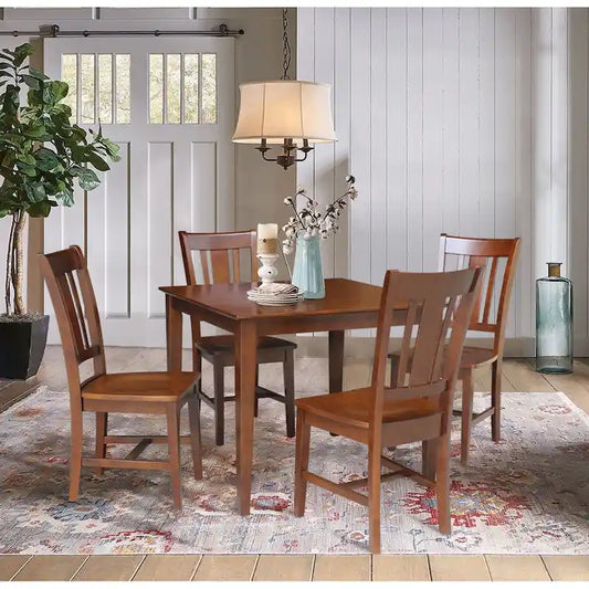 36 x 36 in. Solid Wood Dining Table with 4 Splatback Chairs - 5 Piece Set