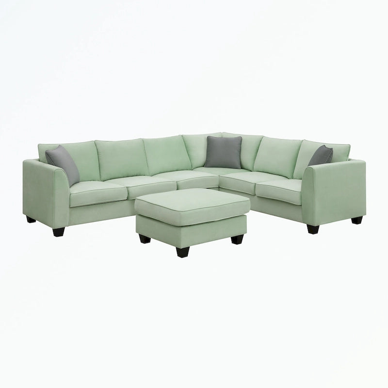 Modular Sectional Sofa with Ottoman and 3 Pillows