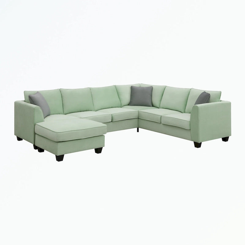 Modular Sectional Sofa with Ottoman and 3 Pillows