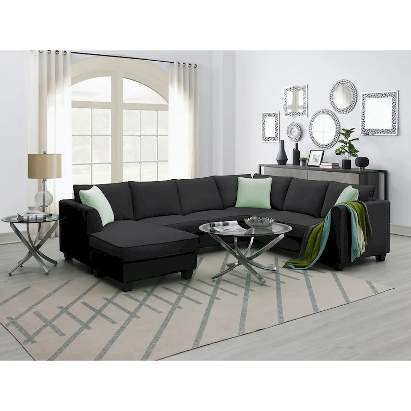 Modular Sectional Sofa with Ottoman and 3 Pillows