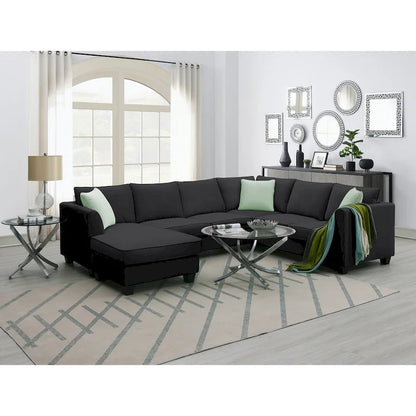 Modular Sectional Sofa with Ottoman and 3 Pillows