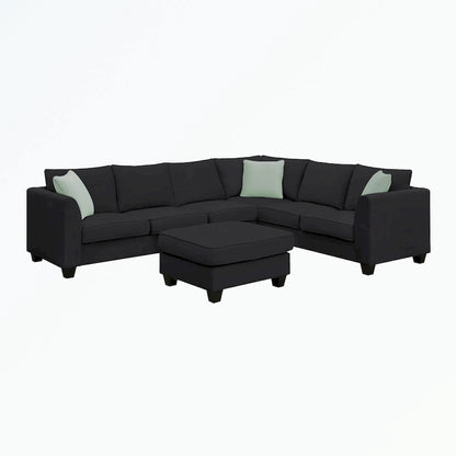 Modular Sectional Sofa with Ottoman and 3 Pillows