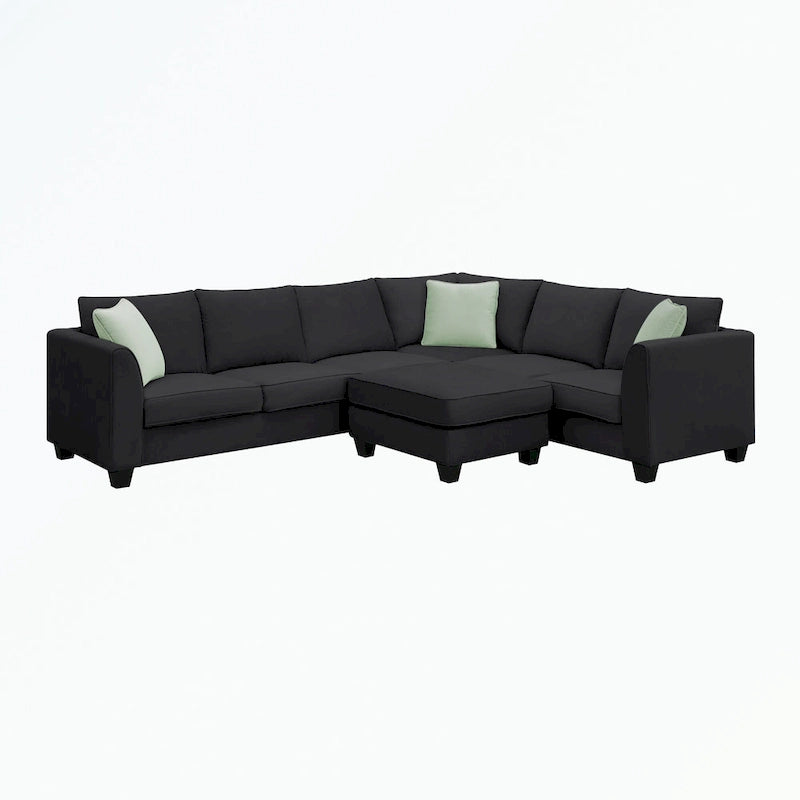 Modular Sectional Sofa with Ottoman and 3 Pillows