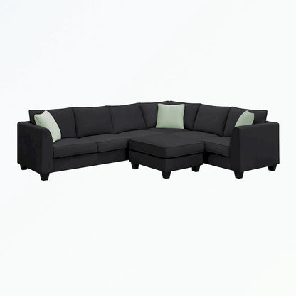 Modular Sectional Sofa with Ottoman and 3 Pillows