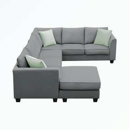 Modular Sectional Sofa with Ottoman and 3 Pillows