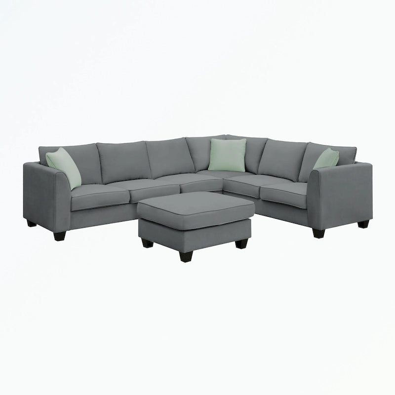 Modular Sectional Sofa with Ottoman and 3 Pillows