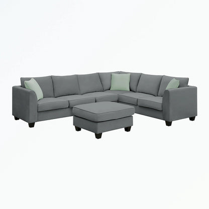 Modular Sectional Sofa with Ottoman and 3 Pillows