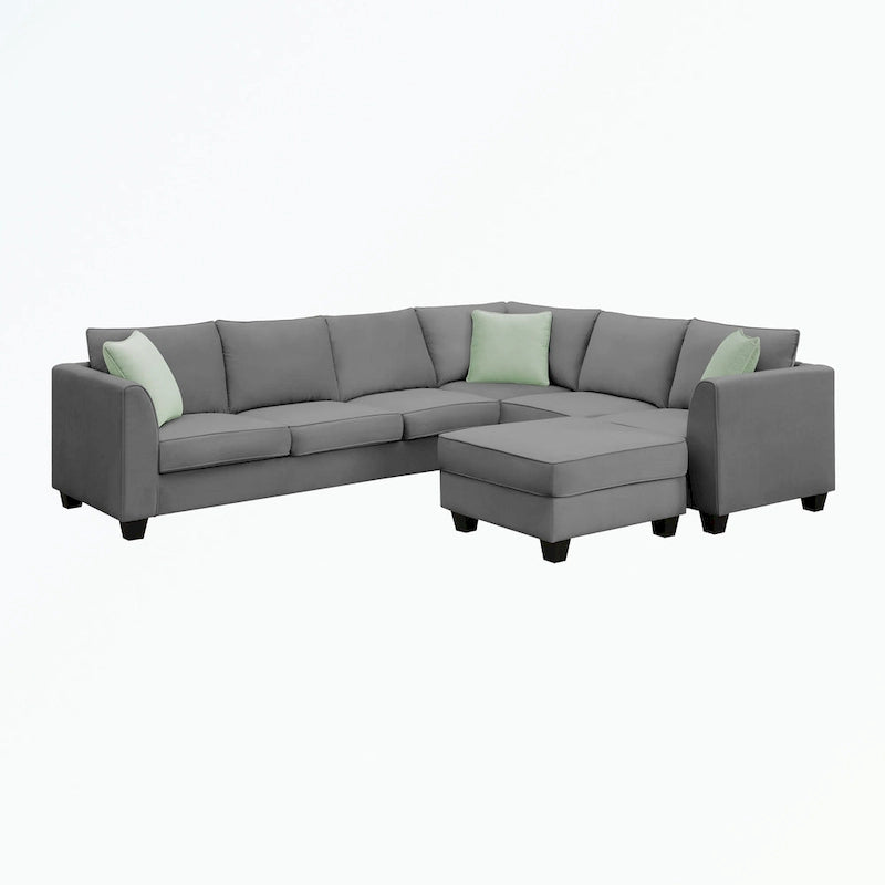 Modular Sectional Sofa with Ottoman and 3 Pillows