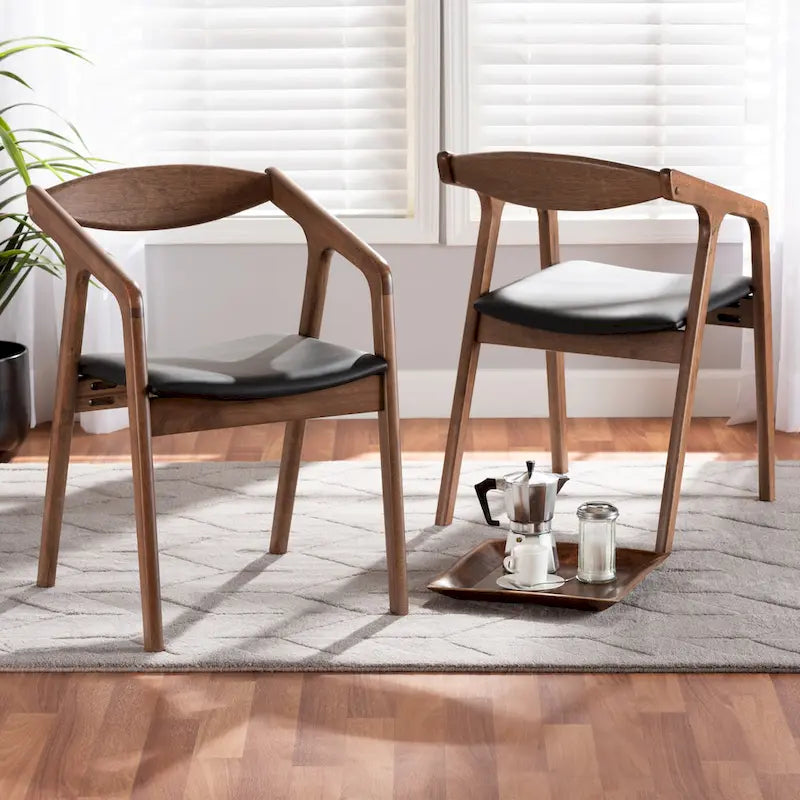 Harland Mid-Century Modern 2-Piece Dining Chair Set