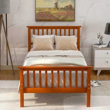 Wood Platform Bed with Headboard and Footboard