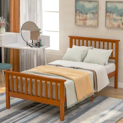 Wood Platform Bed with Headboard and Footboard