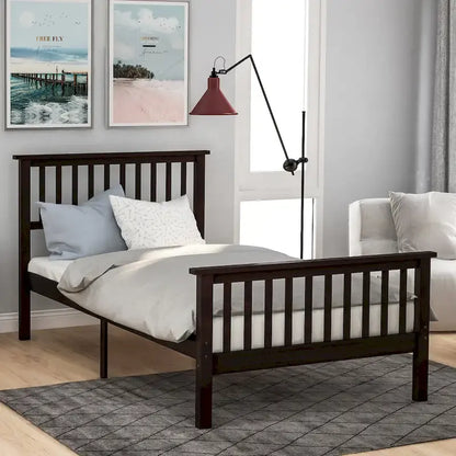 Wood Platform Bed with Headboard and Footboard