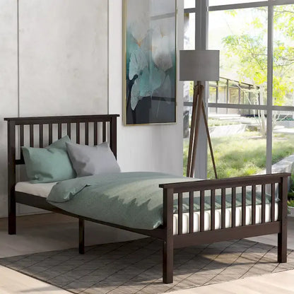 Wood Platform Bed with Headboard and Footboard