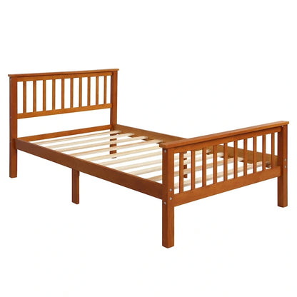 Wood Platform Bed with Headboard and Footboard