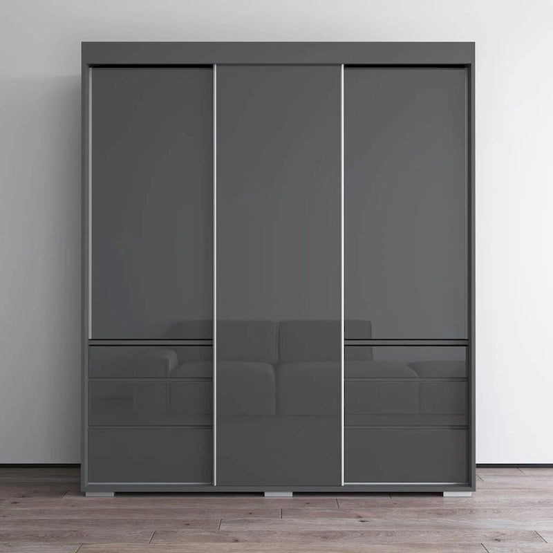 Monaco 3-door Modern 71-inch Glass Front Wardrobe