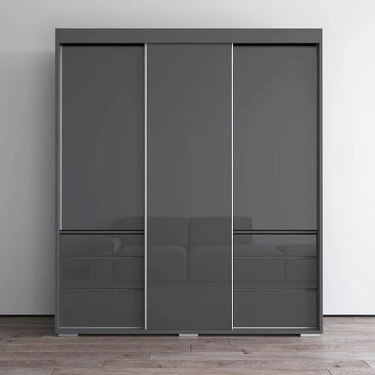 Monaco 3-door Modern 71-inch Glass Front Wardrobe