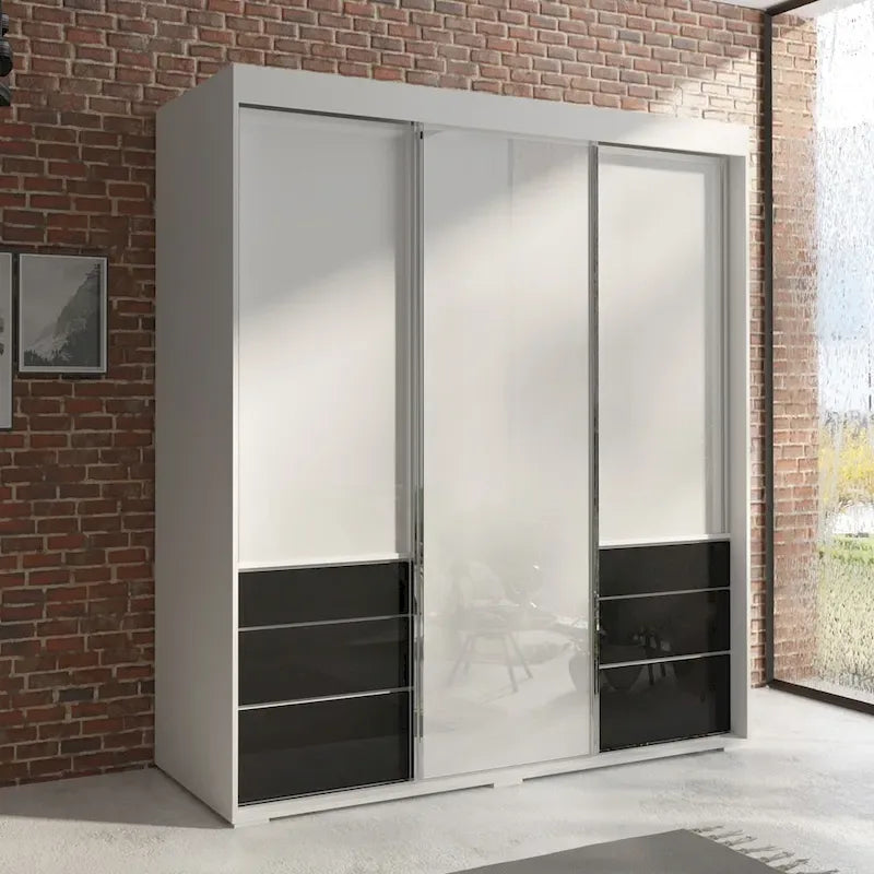 Monaco 3-door Modern 71-inch Glass Front Wardrobe