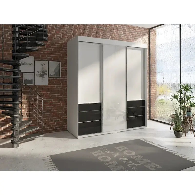 Monaco 3-door Modern 71-inch Glass Front Wardrobe