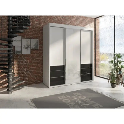 Monaco 3-door Modern 71-inch Glass Front Wardrobe