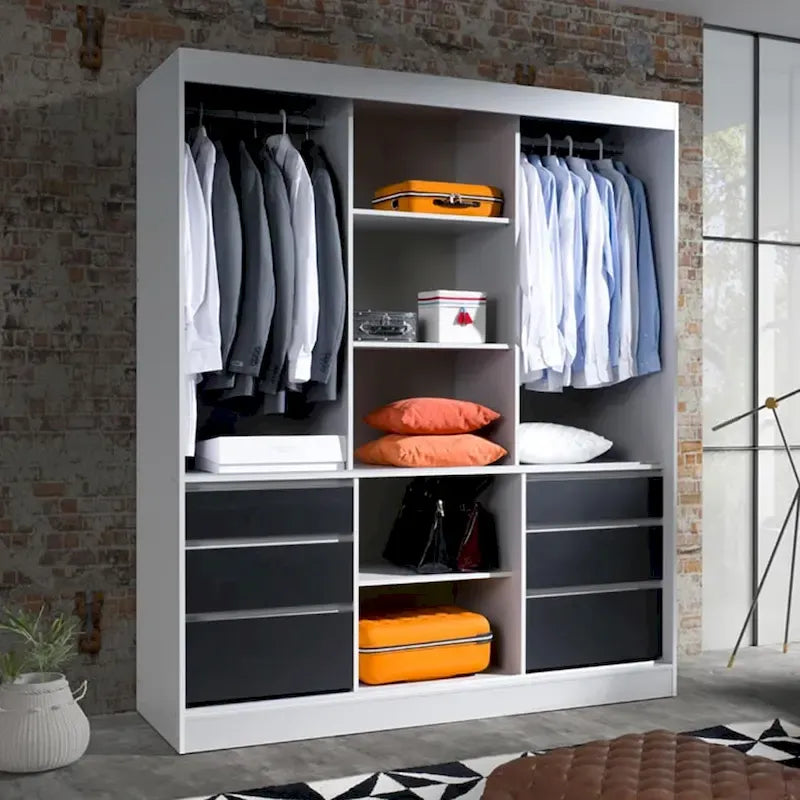 Monaco 3-door Modern 71-inch Glass Front Wardrobe