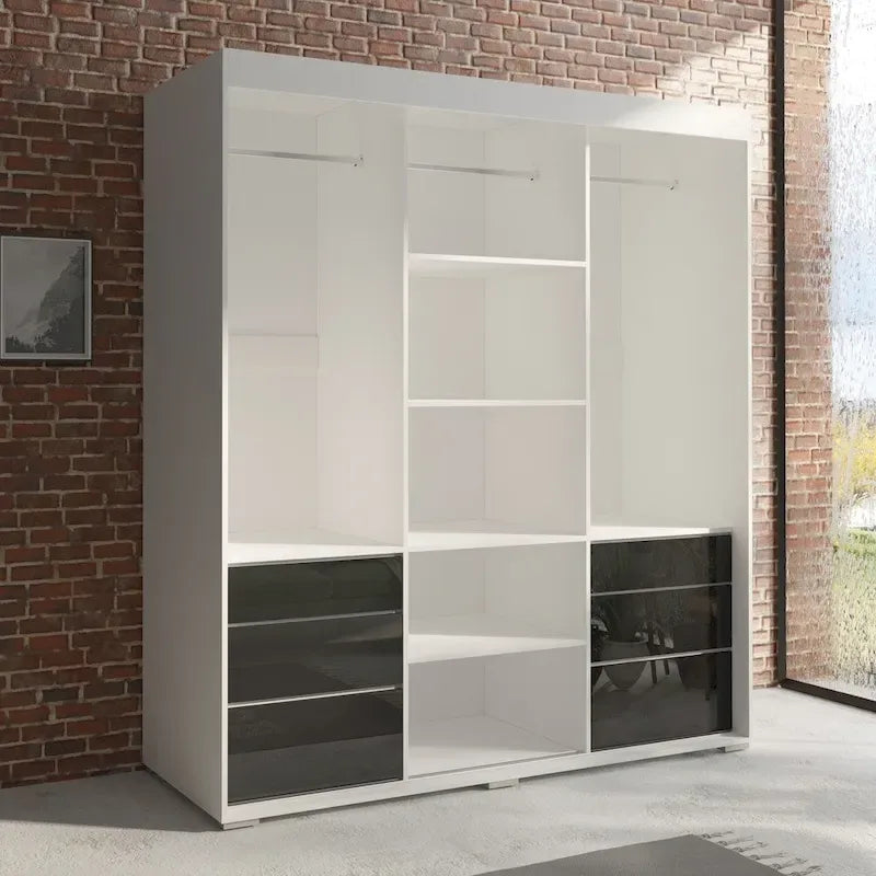 Monaco 3-door Modern 71-inch Glass Front Wardrobe