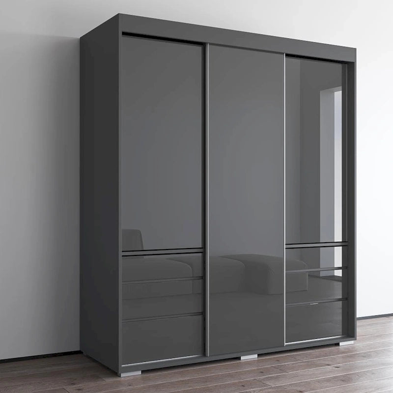 Monaco 3-door Modern 71-inch Glass Front Wardrobe