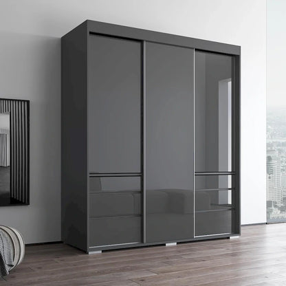 Monaco 3-door Modern 71-inch Glass Front Wardrobe
