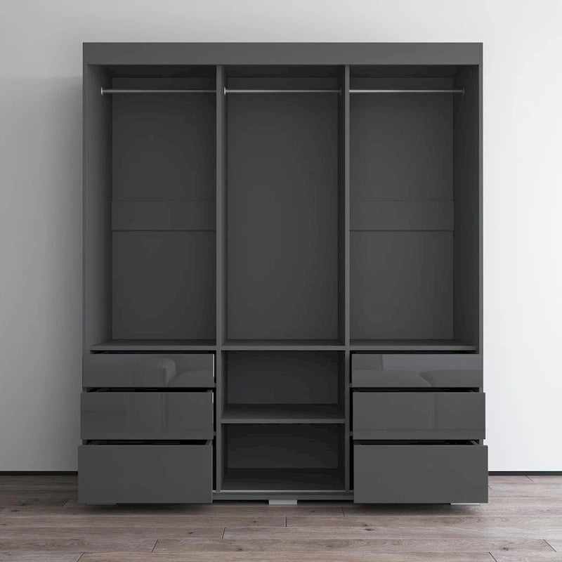 Monaco 3-door Modern 71-inch Glass Front Wardrobe