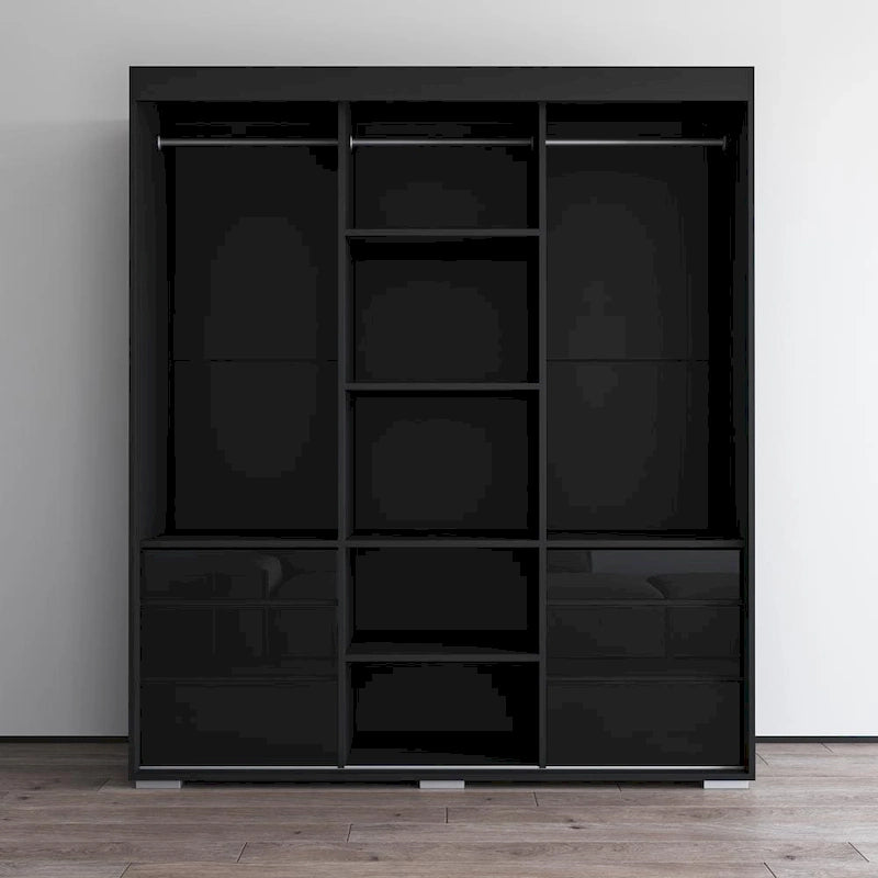 Monaco 3-door Modern 71-inch Glass Front Wardrobe