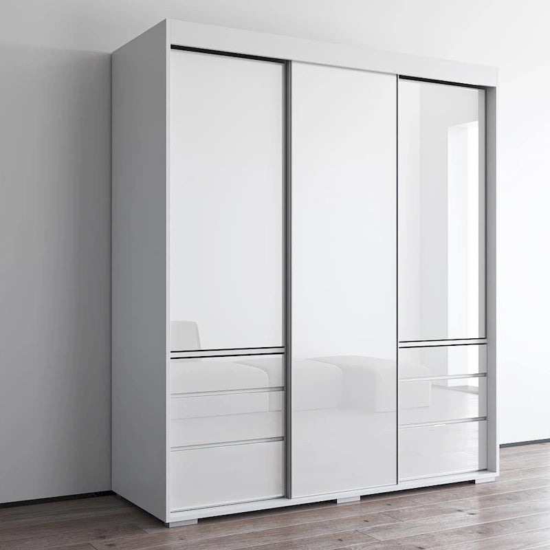 Monaco 3-door Modern 71-inch Glass Front Wardrobe