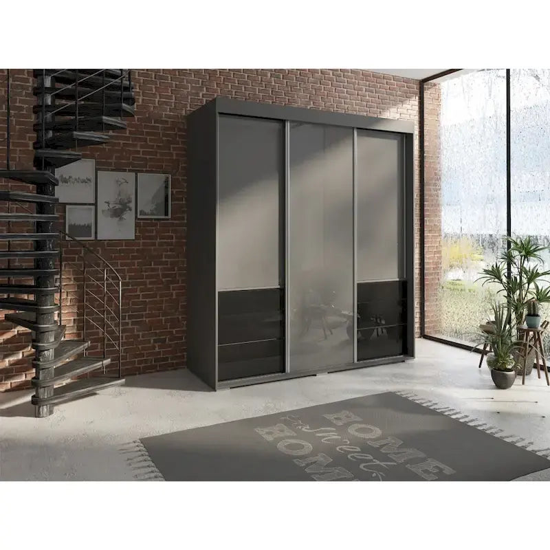 Monaco 3-door Modern 71-inch Glass Front Wardrobe