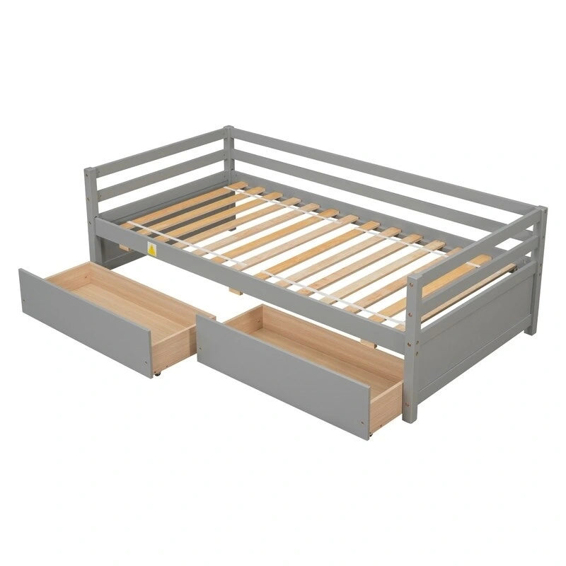Twin Size Wooden Daybed with two Storage Drawers