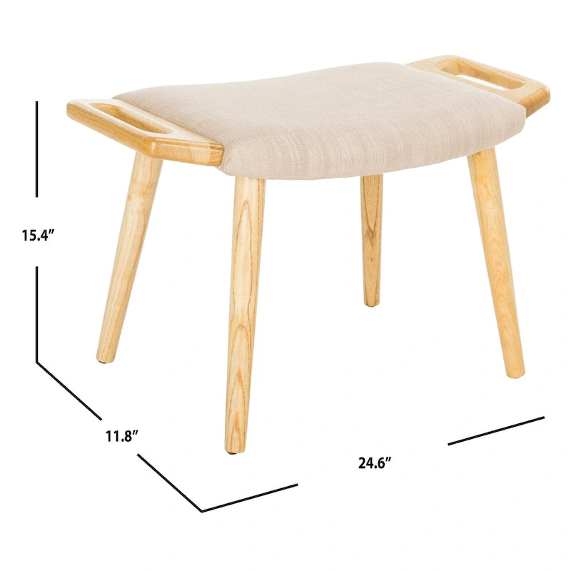 SAFAVIEH Zipora Beige/Natural Mid-Century Bench - 11.8 x 24.6 x 15.4 - 12Wx25Dx15H