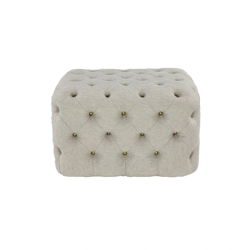 Black Tan or Gray Wood Tufted Fabric Modern Glam Ottoman Bench