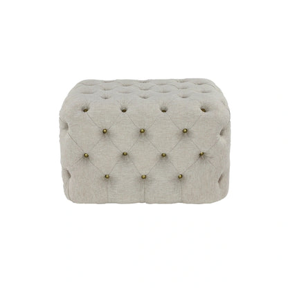 Black Tan or Gray Wood Tufted Fabric Modern Glam Ottoman Bench