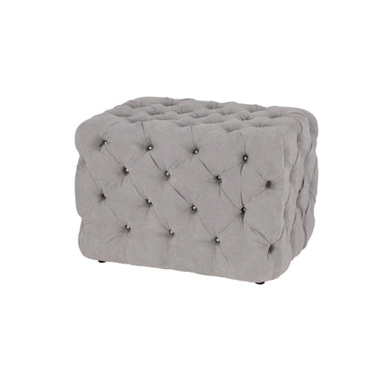 Black Tan or Gray Wood Tufted Fabric Modern Glam Ottoman Bench
