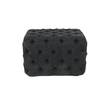 Black Tan or Gray Wood Tufted Fabric Modern Glam Ottoman Bench