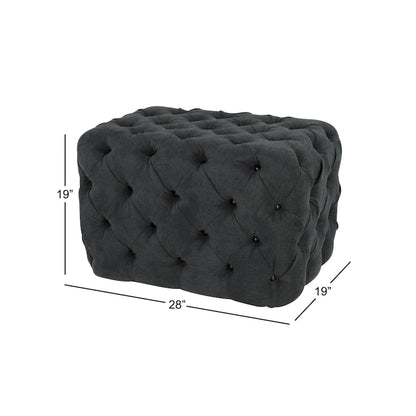 Black Tan or Gray Wood Tufted Fabric Modern Glam Ottoman Bench